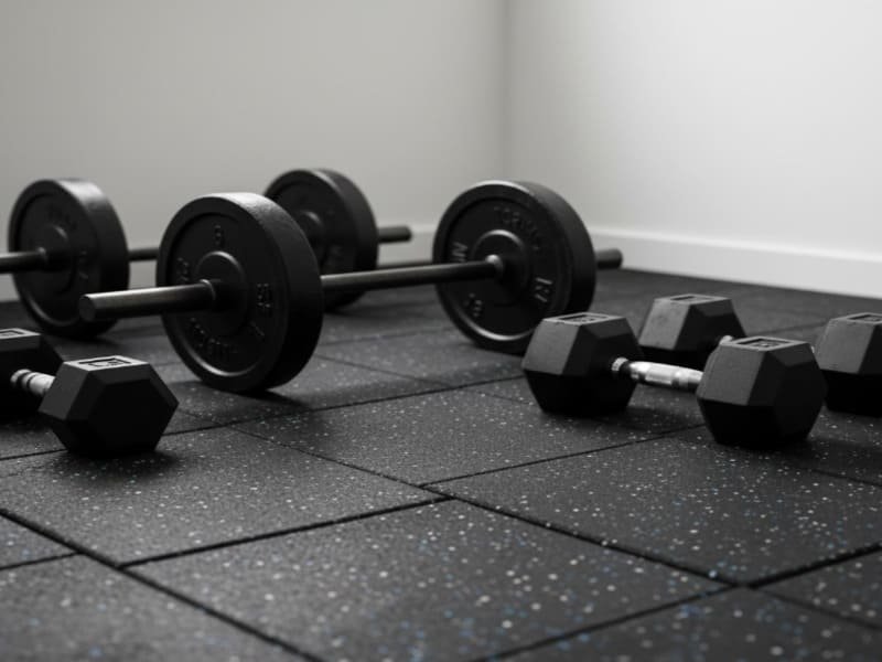 Изображение крупным планом текстуры резинового напольного покрытия, соответствующего требованиям ADA, с прибором для измерения COF